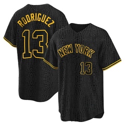 Alex Rodriguez Men's New York Yankees Black Replica Snake Skin City Jersey