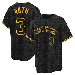 Babe Ruth Men's New York Yankees Black Replica Snake Skin City Jersey