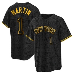 Billy Martin Men's New York Yankees Black Replica Snake Skin City Jersey