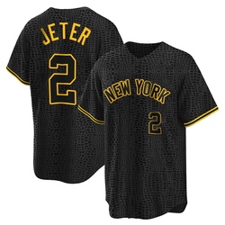 Derek Jeter Men's New York Yankees Black Replica Snake Skin City Jersey