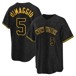 Joe DiMaggio Men's New York Yankees Black Replica Snake Skin City Jersey