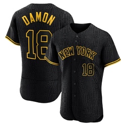 Johnny Damon Men's New York Yankees Black Authentic Snake Skin City Jersey