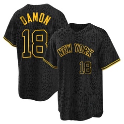 Johnny Damon Men's New York Yankees Black Replica Snake Skin City Jersey