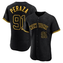 Oswald Peraza Men's New York Yankees Black Authentic Snake Skin City Jersey