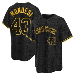 Raul Mondesi Men's New York Yankees Black Replica Snake Skin City Jersey