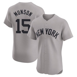 Thurman Munson Men's New York Yankees Gray Elite Road Jersey